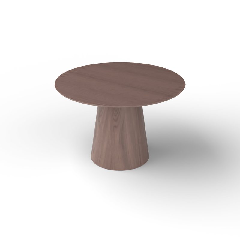 La misma mesa renderizada con la madera aclarada y más apagada